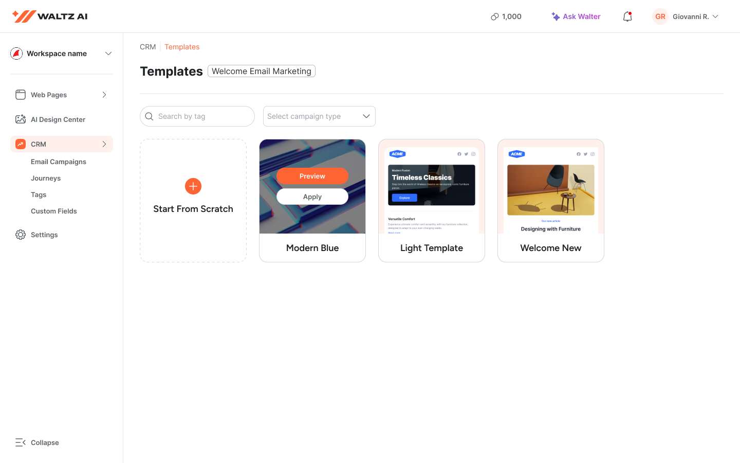 Email Campaigns Interface